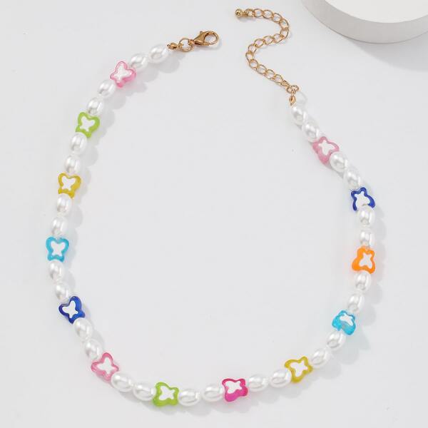 

Faux Pearl Decor Necklace, Multicolor