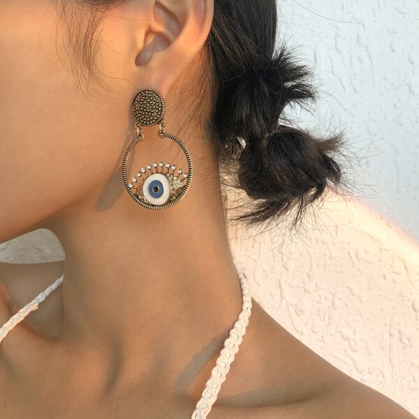 

Rhinestone Eye Drop Earrings, Multicolor