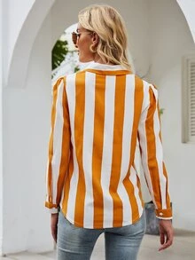 Camisa de rayas con botón delantero - Multicolor - Ver 2