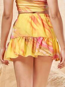 SHEIN VCAY Ruffle Hem Tie Dye Skirt - Multicolor - View 2