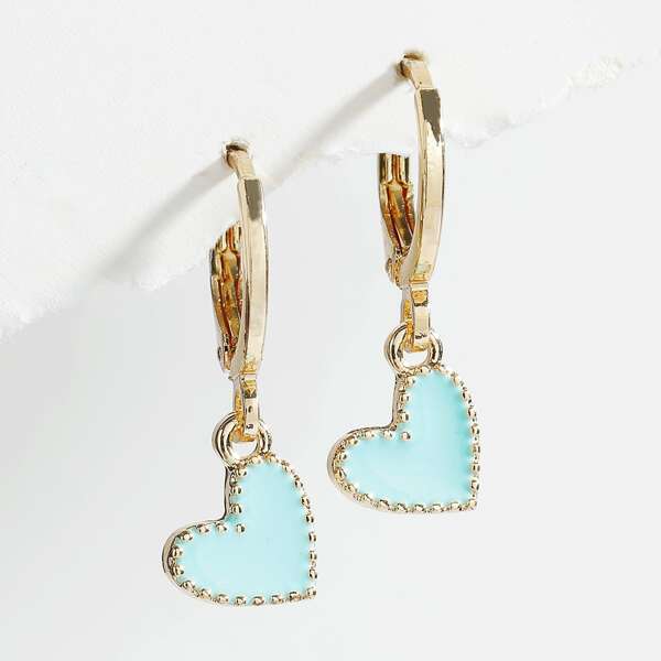

Heart Drop Earrings, Gold