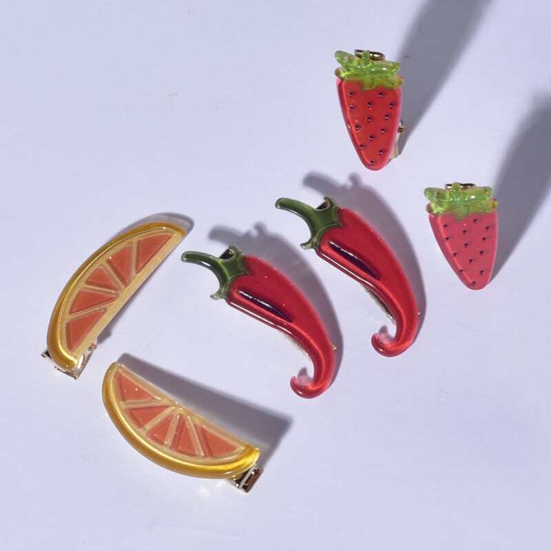 

6pcs Fruit Hair Clip, Multicolor