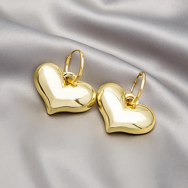 

Heart Drop Earrings, Gold
