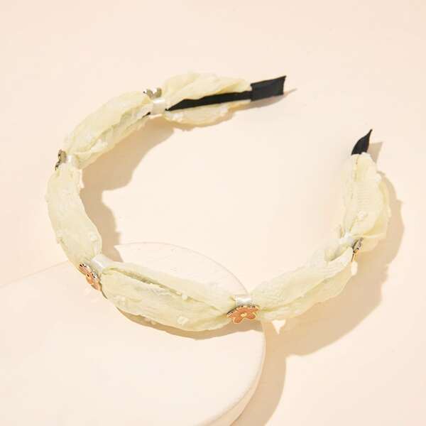 

Girls Flower Decor Headband, Beige