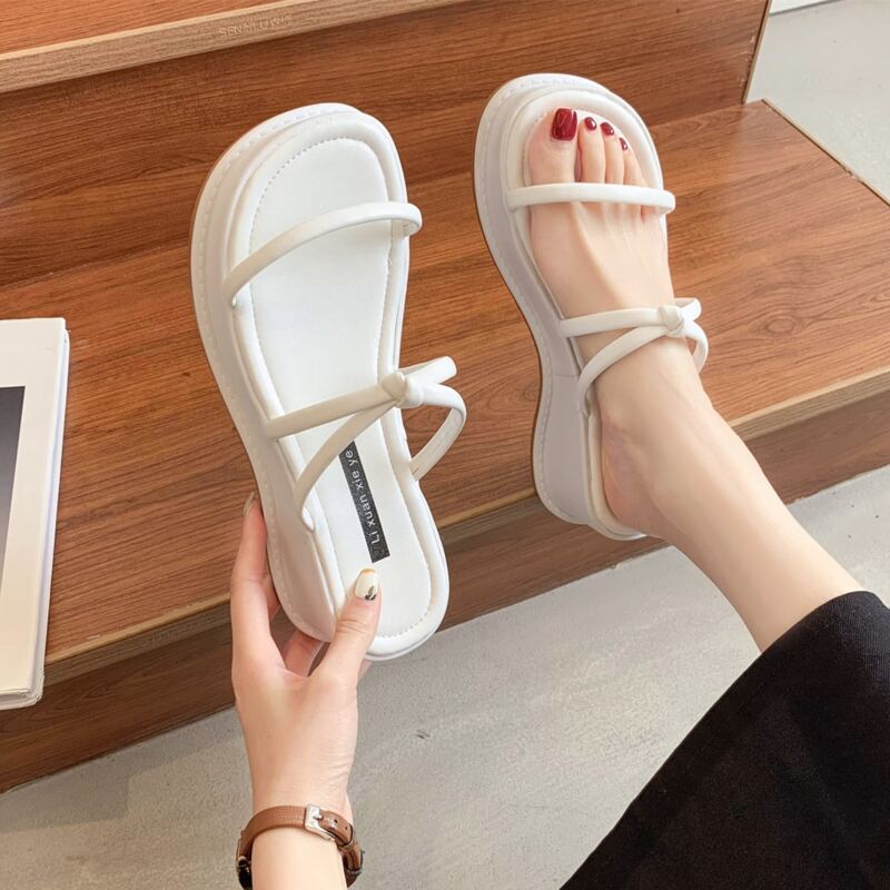 

Knot Decor Flatform Mules, White