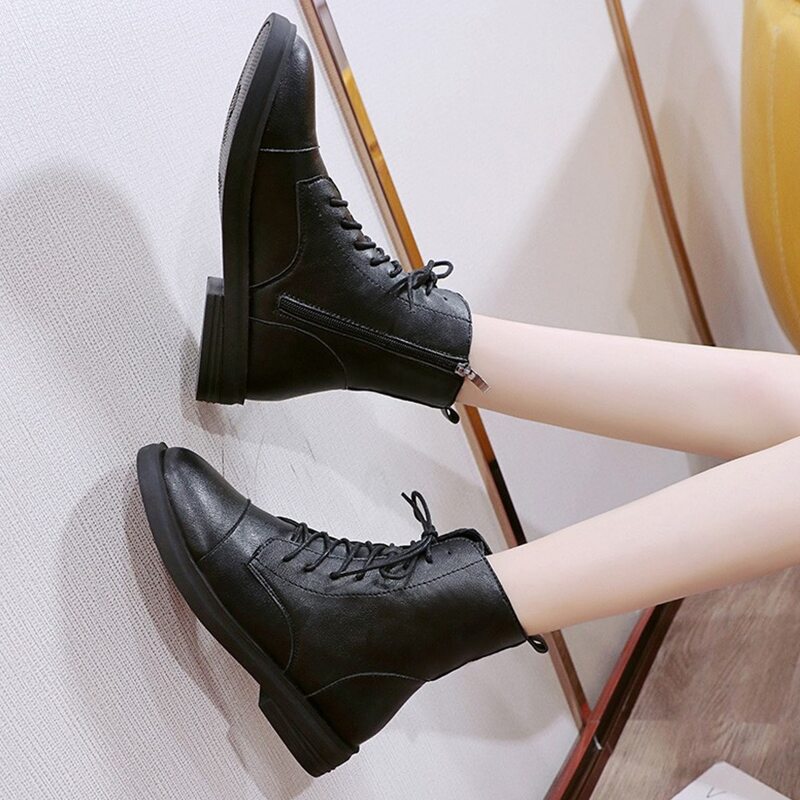 

Lace Up Front Combat Boots, Black