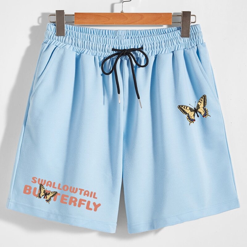 

Guys Butterfly & Letter Graphic Shorts, Baby blue