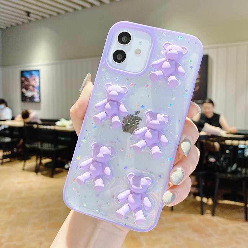 

Cartoon Bear Phone Case, Purple