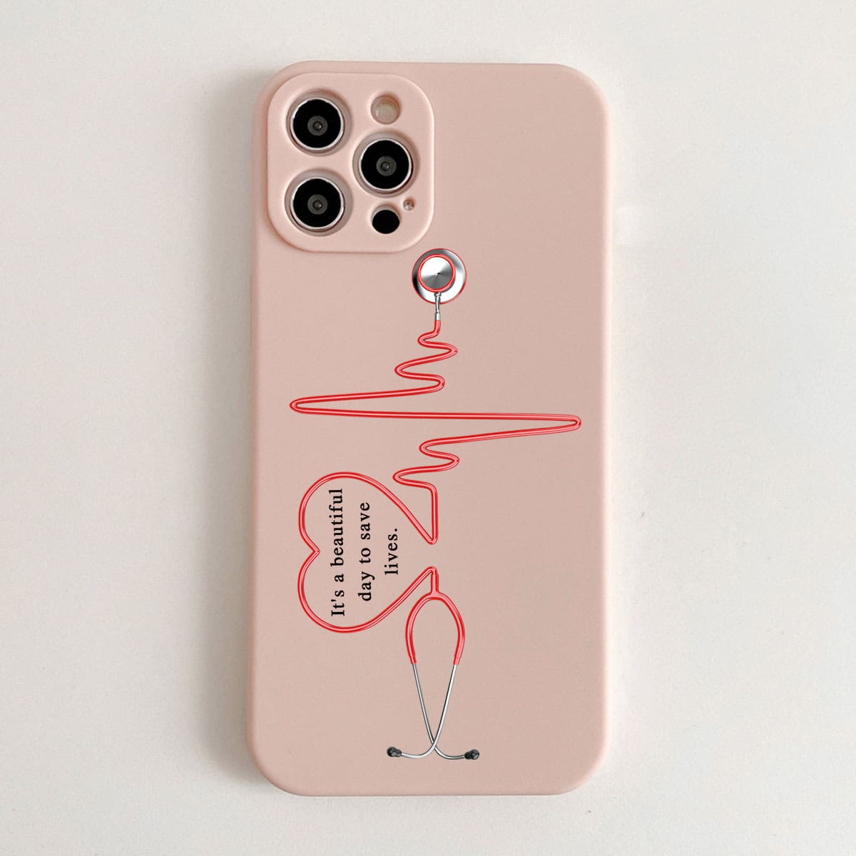 

Slogan Graphic Phone Case, Pink