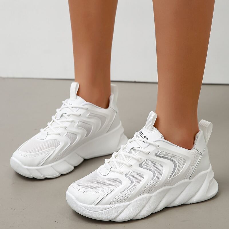 

Lace Up Front Mesh Chunky Sneakers, White