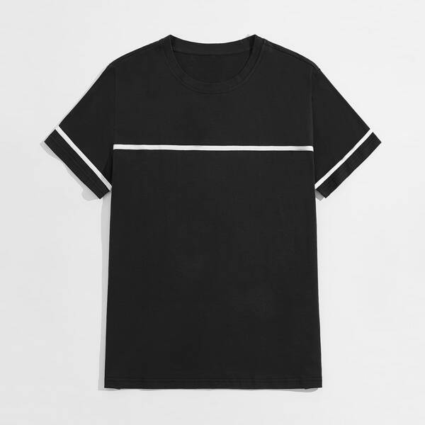 

Men Tape Panel Tee, Black