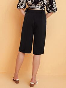 SHEIN Solid Bermuda Shorts - Black - View 2
