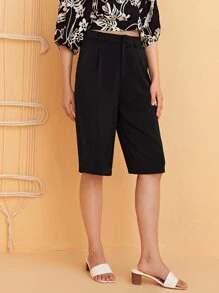 SHEIN Solid Bermuda Shorts - Black - View 3