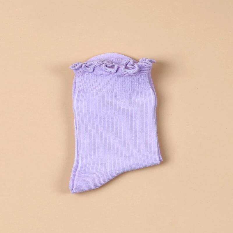 

Frill Trim Crew Socks, Mauve purple