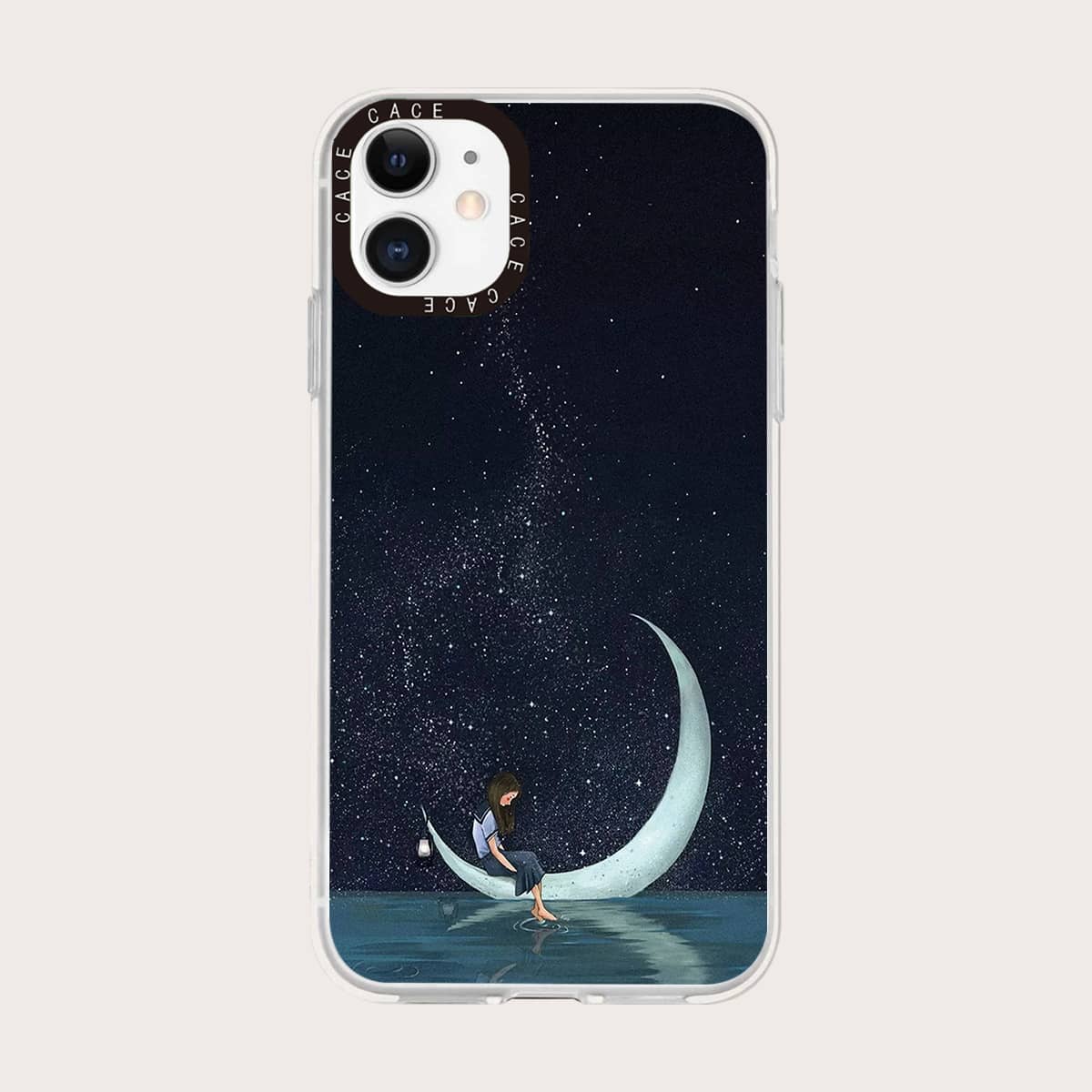 

Moon Print Phone Case, Black