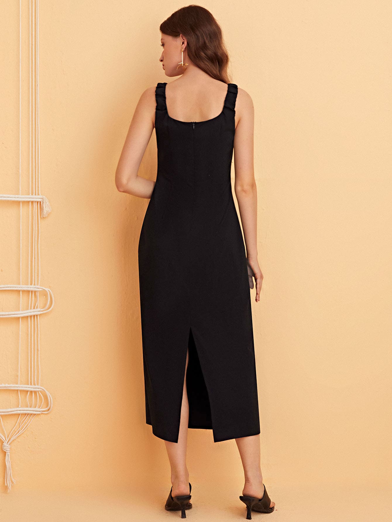 Ruched Split Hem Cami Dress