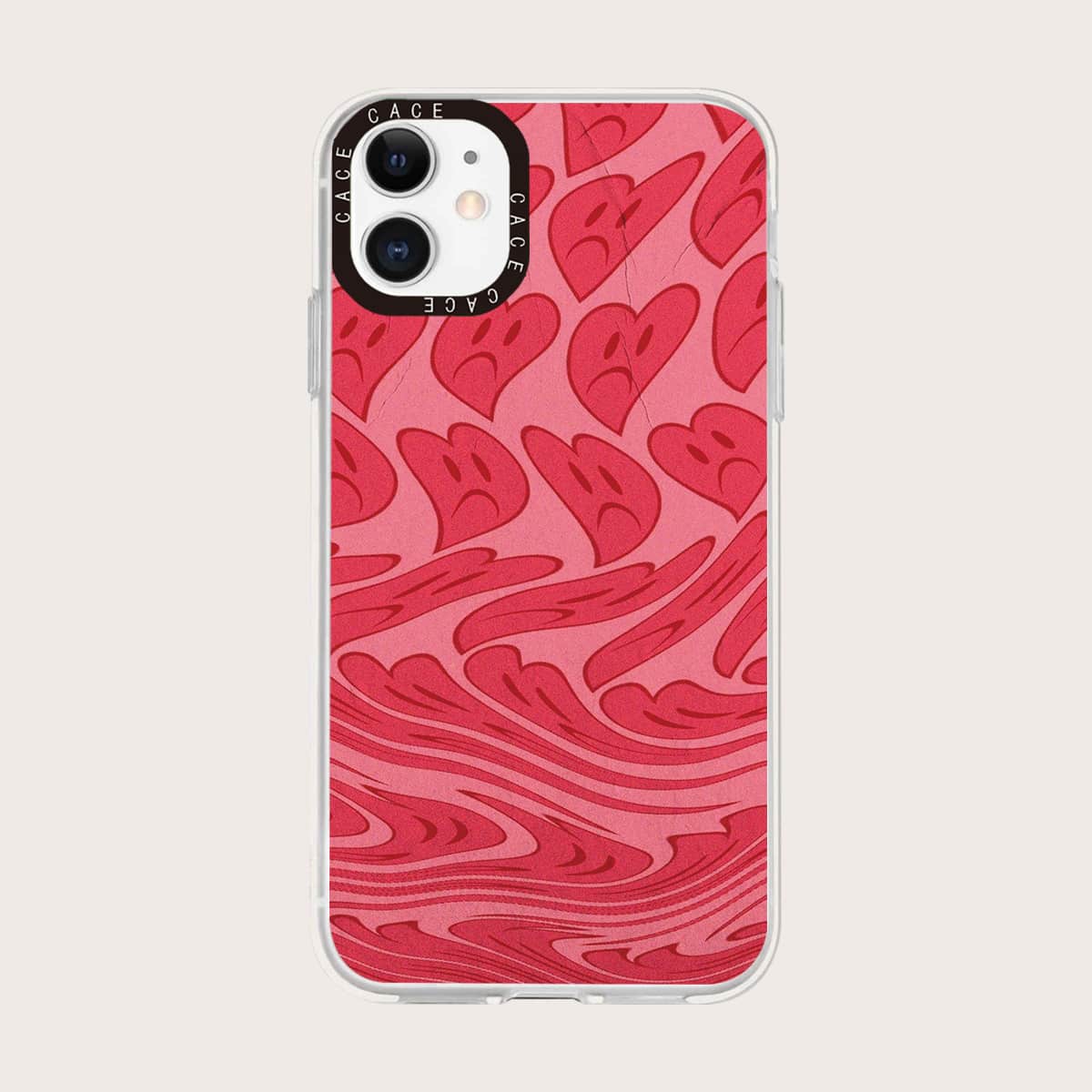 

Heart Print Phone Case, Red