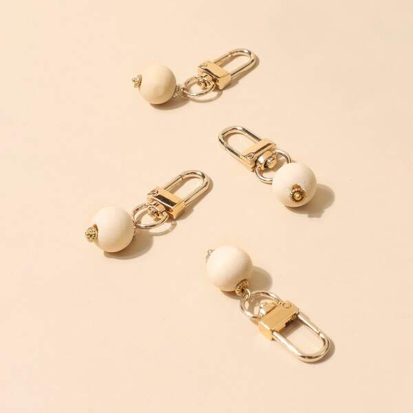 

4pcs Bead Charm Keychain, Multicolor