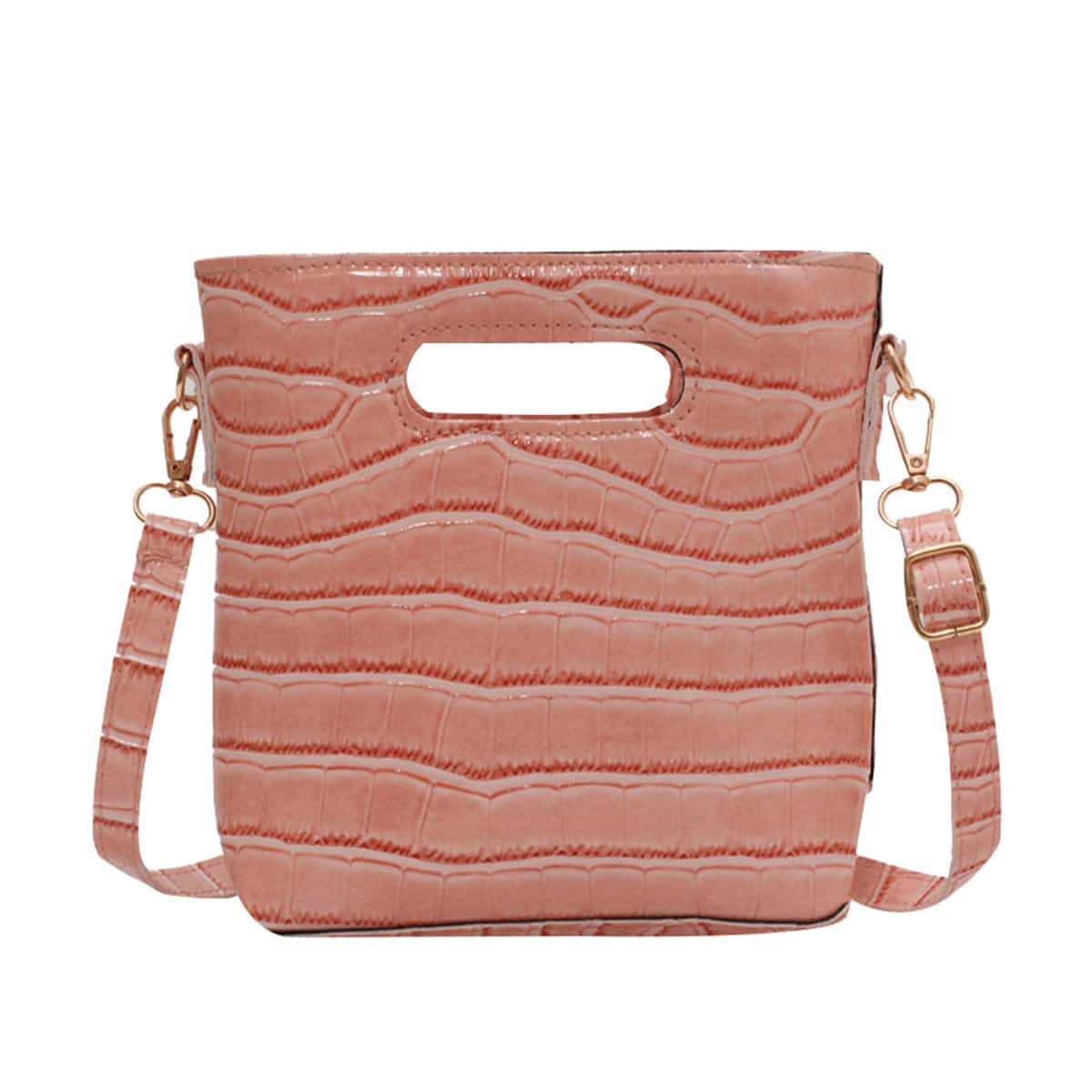 

Croc Embossed Crossbody Bag, Pink