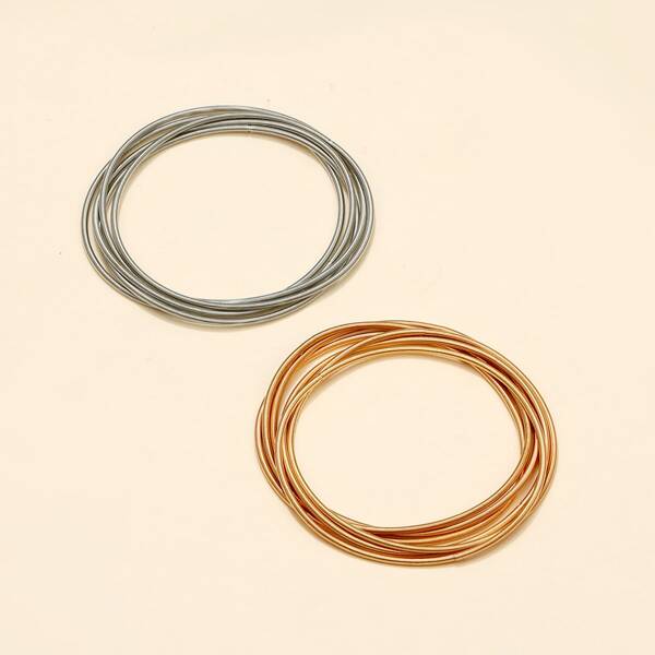 

11pcs Simple Solid Bangle, Multicolor