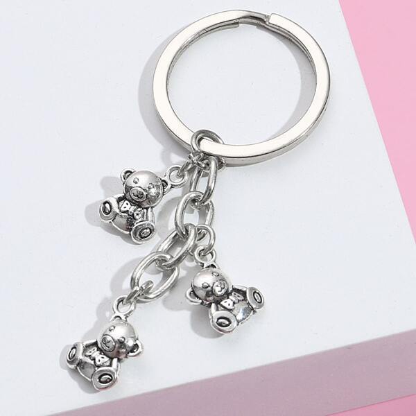 

Bear Charm Keychain, Silver