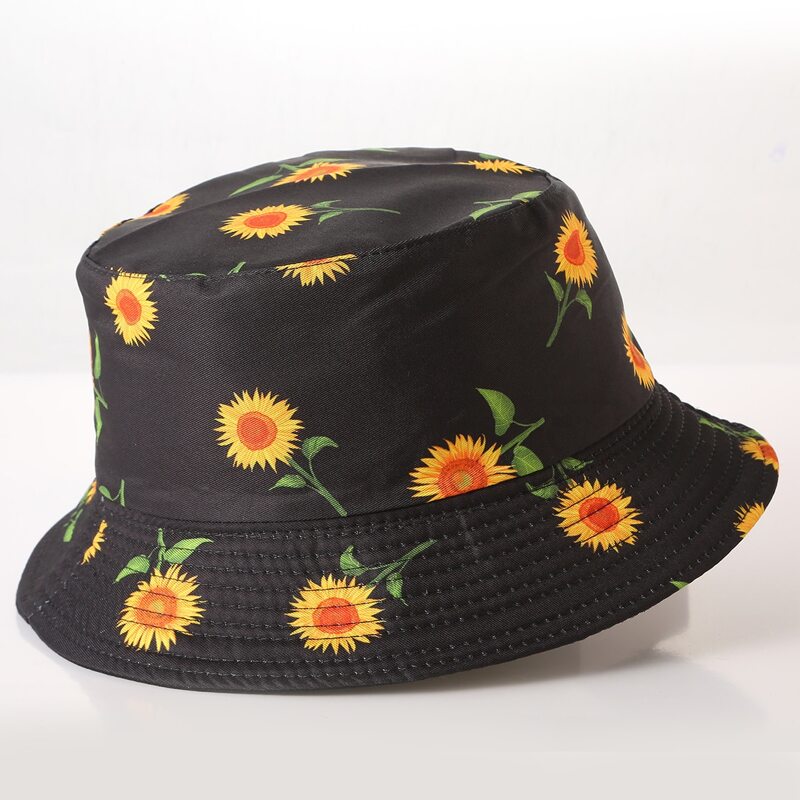

Sunflower Print Bucket Hat, Black
