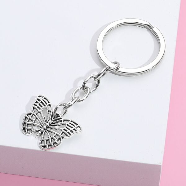 

Butterfly Charm Keychain, Silver