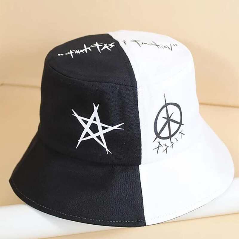 

Colorblock Bucket Hat, Black and white