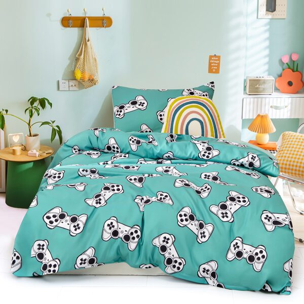 

Gamepad Print Kids Duvet Cover Set Without Filler, Multicolor