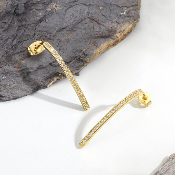 

18K Gold Plated Zircon Decor Earrings