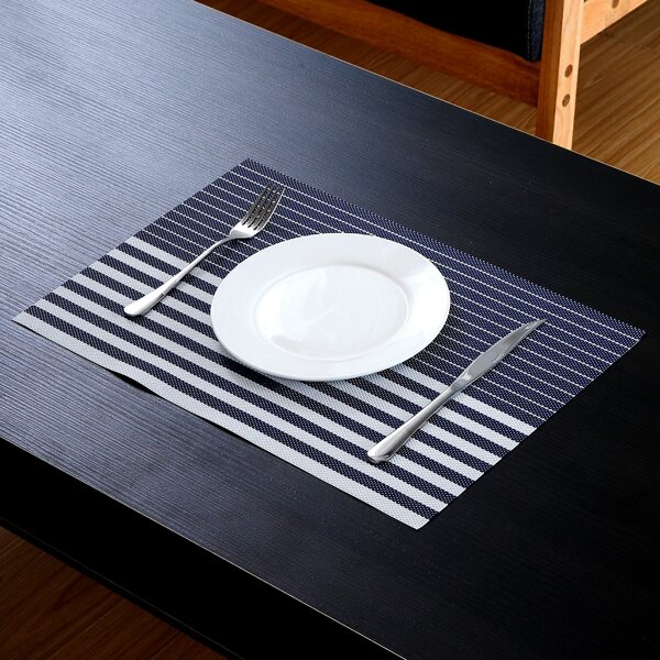 

1pc Striped Pattern Placemat, Blue