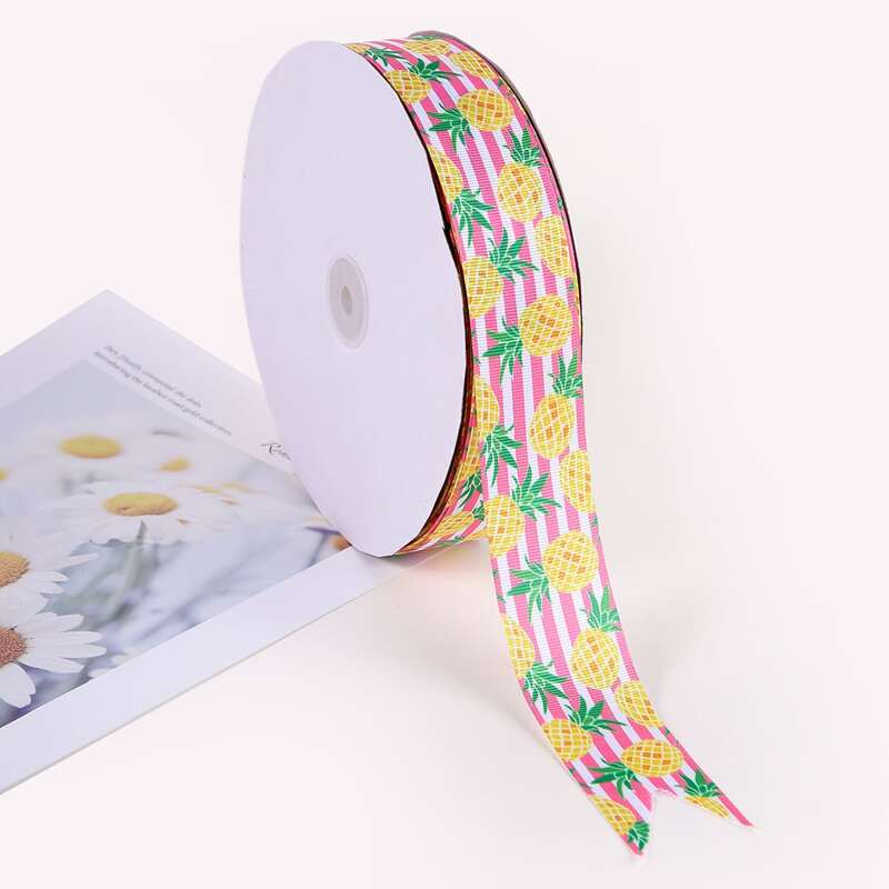 

1roll DIY Pineapple Print Ribbon, Multicolor