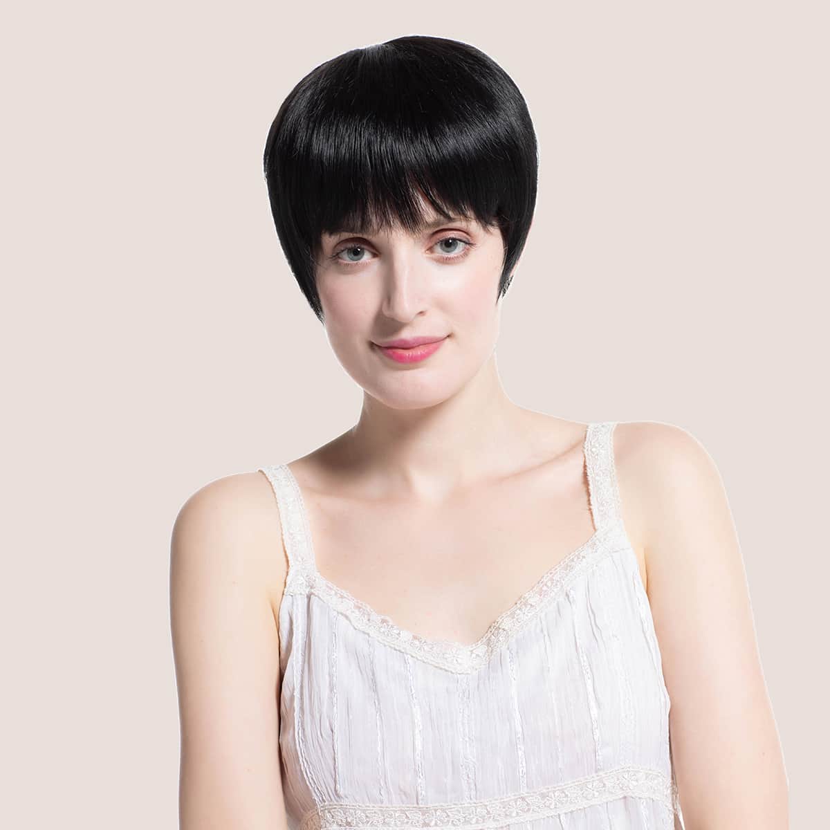 

Natural Short Wig With Bangs, Black