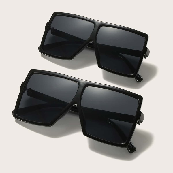 

2pairs Flat Top Tinted Lens Sunglasses
