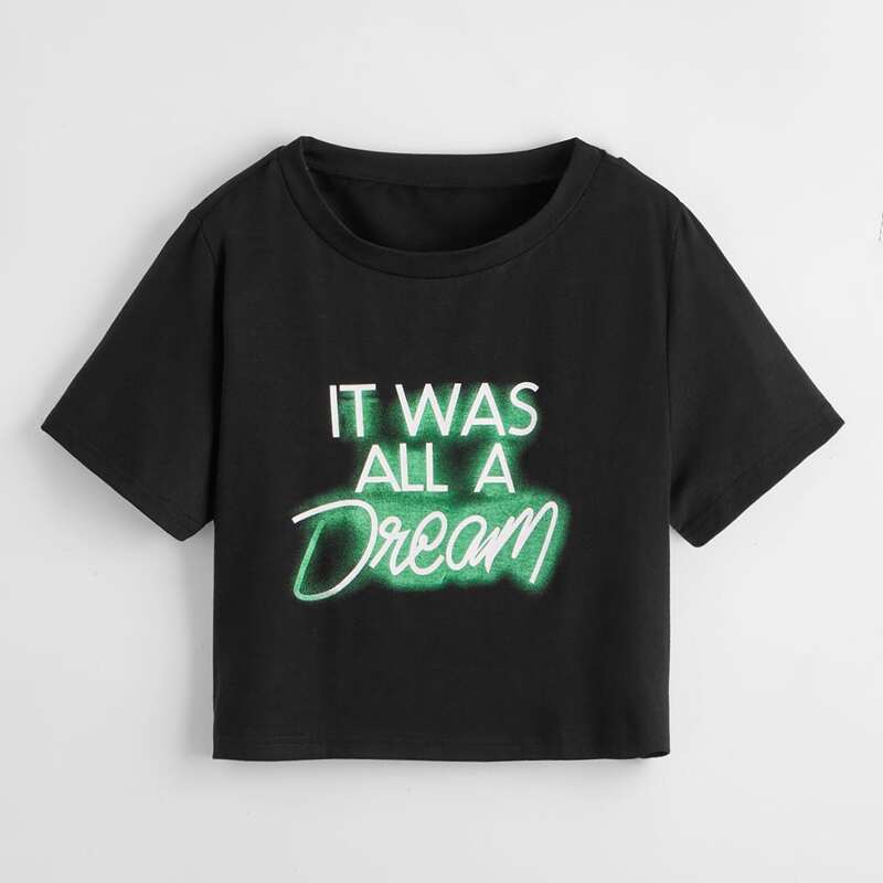 

Slogan Boxy Tee, Black