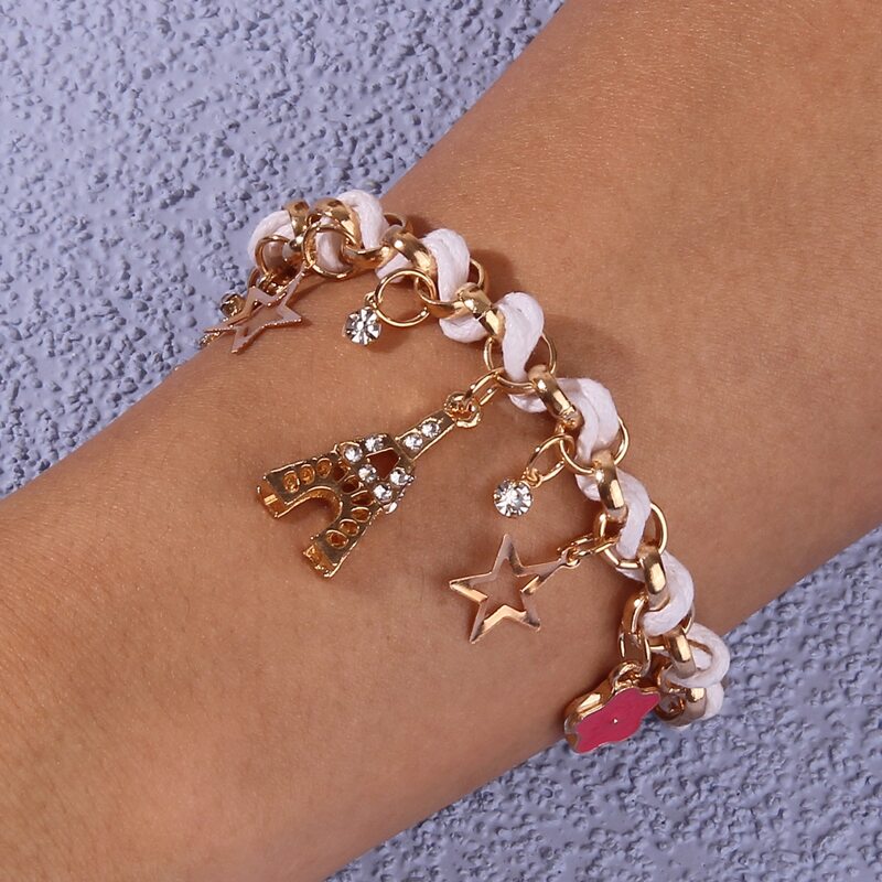 

Star & Rhinestone Decor Bracelet, Gold