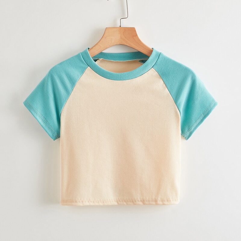 

Colorblock Ribbed Baseball Tee, Multicolor
