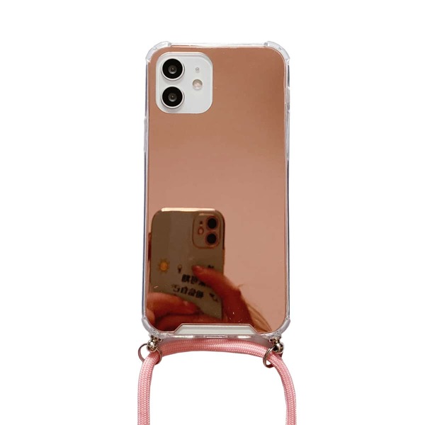 

Mirror Phone Case With Rope, Rose gold