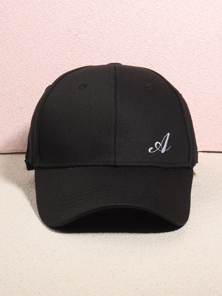 Gorro béisbol con bordado de letra - Negro - Ver 1