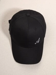 Gorro béisbol con bordado de letra - Negro - Ver 2