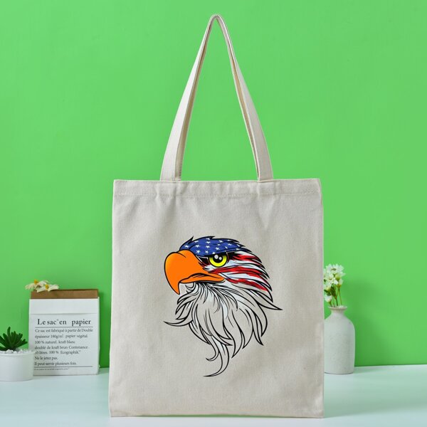 

Eagle Graphic Shopper Bag, Beige