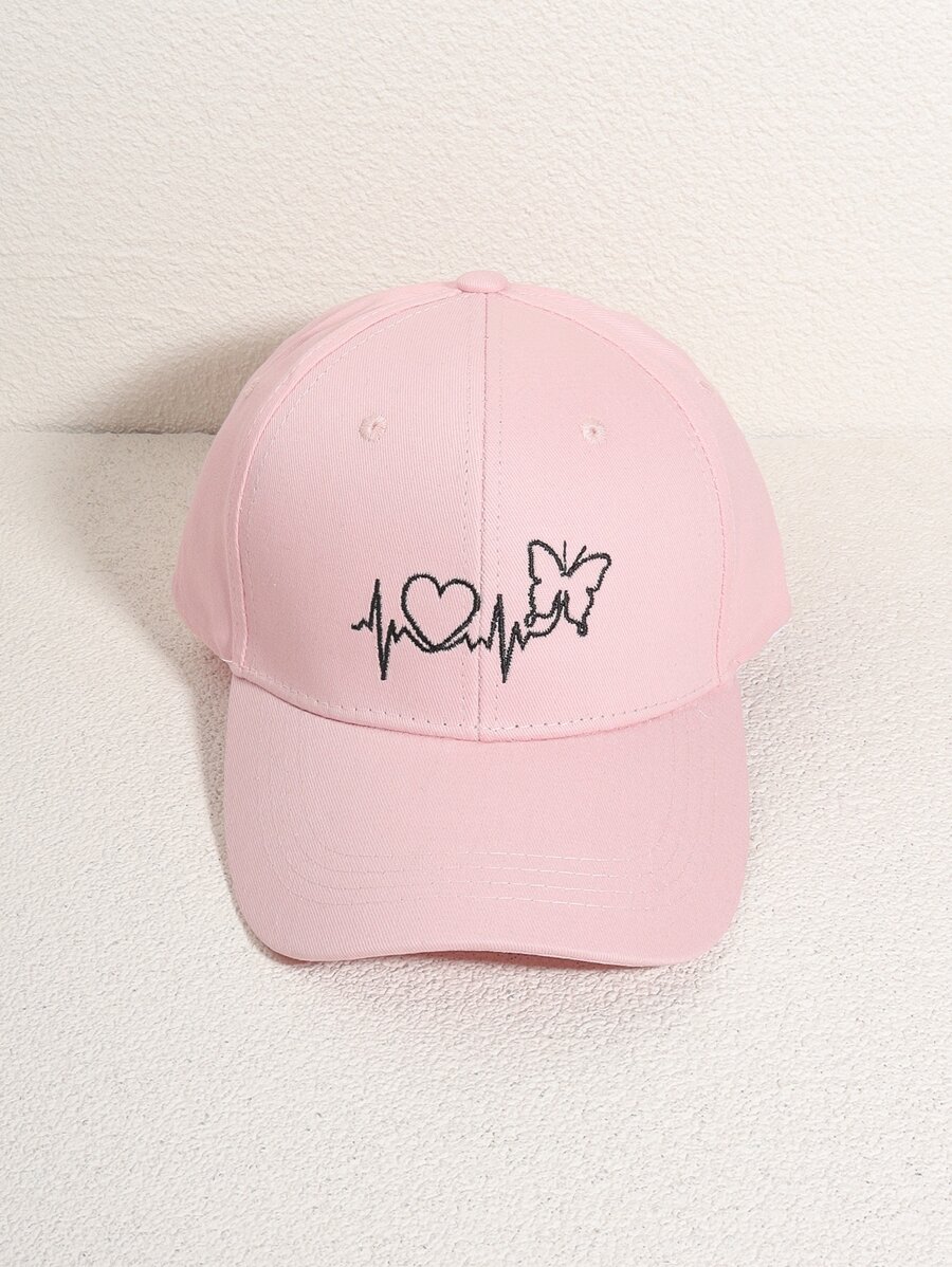Butterfly Embroidery Baseball Cap - Pink - View 1