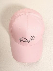 Butterfly Embroidery Baseball Cap - Pink - View 2