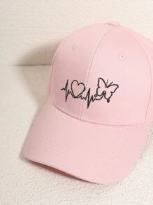 Butterfly Embroidery Baseball Cap - Pink - View 3