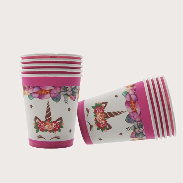 

10pcs Unicorn Print Disposable Paper Cup, Multicolor