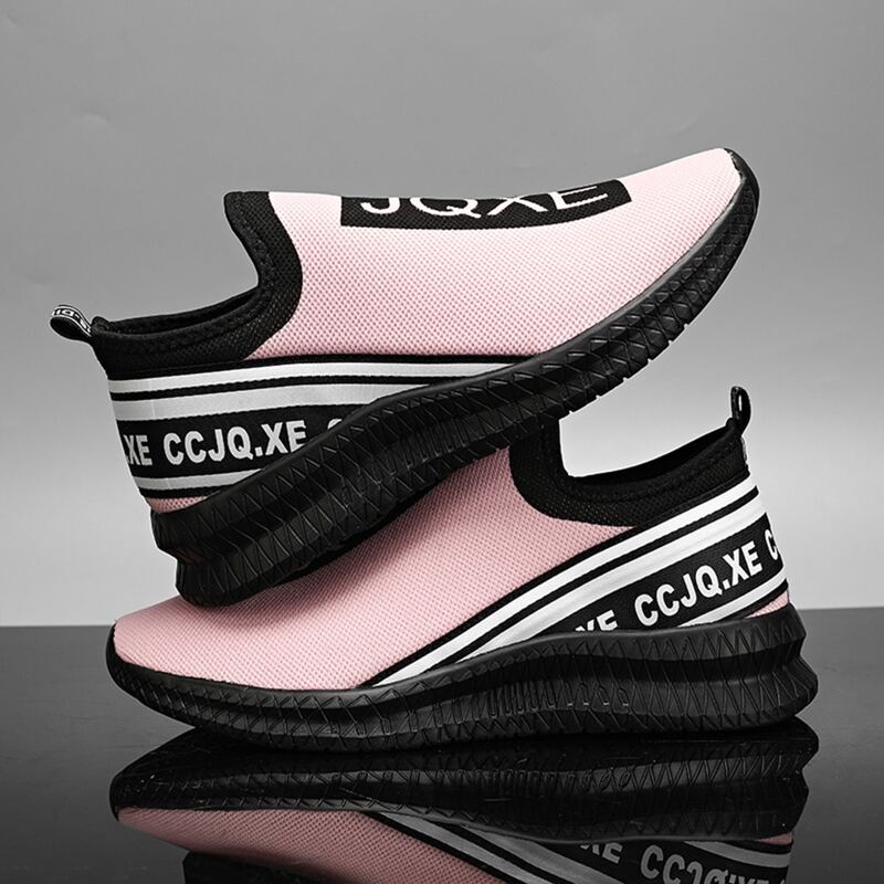 

Letter Graphic Mesh Slip On Sneakers, Pink