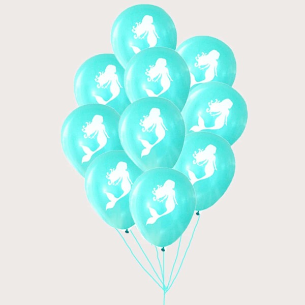 

10pcs Mermaid Print Balloon Set, Multicolor