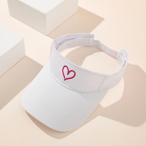 

Heart Print Visor Hat, White