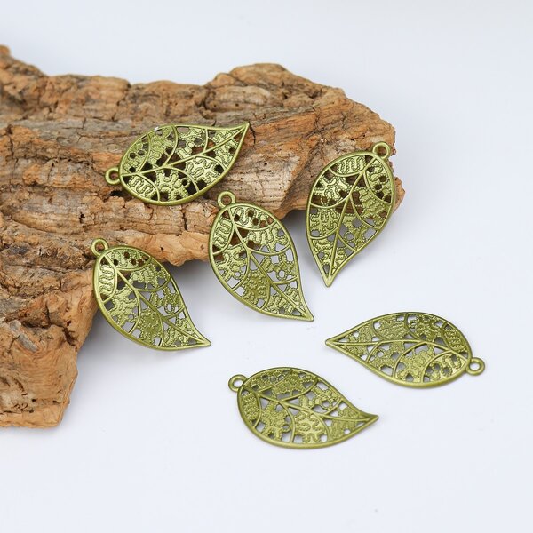 

6pcs Leaf DIY Jewelry Accessory, Green