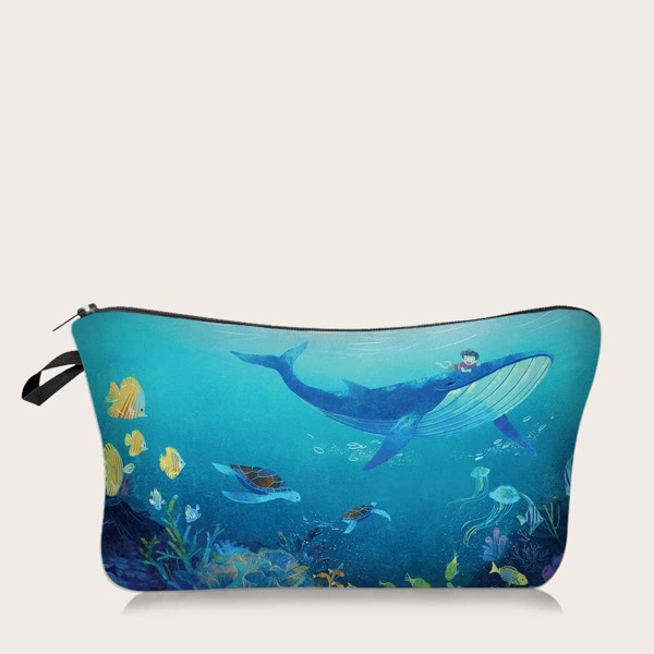 

Cartoon Graphic Zipper Makeup Bag, Blue